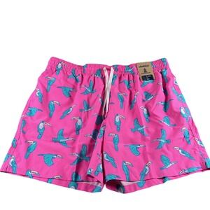 NWT Chubbies The Bird Watchers Swim Trunks Shorts Mens XX-Large 2XL Pink‎ Toucan